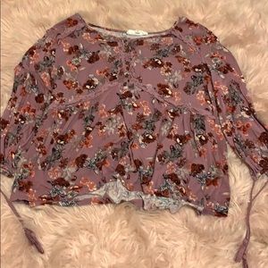 Pink Floral Mid Length Sleeve Shirt